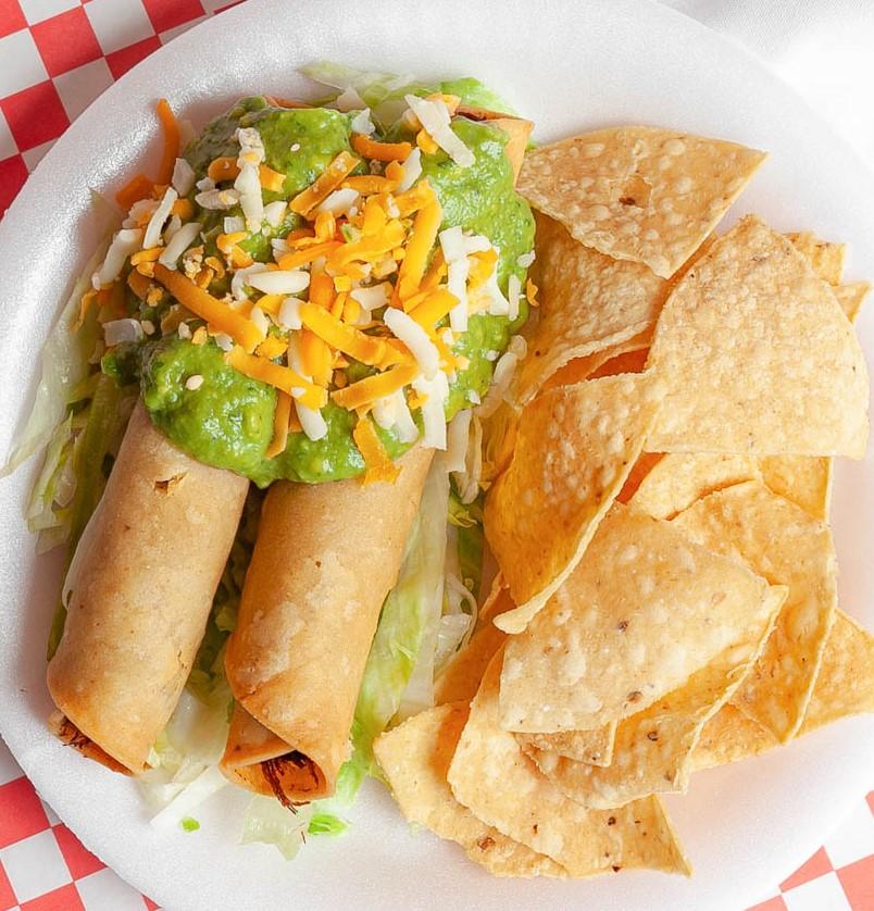 Order 2 Taquitos w/ Guacamole food online from Burrito Factory store, Sunland on bringmethat.com