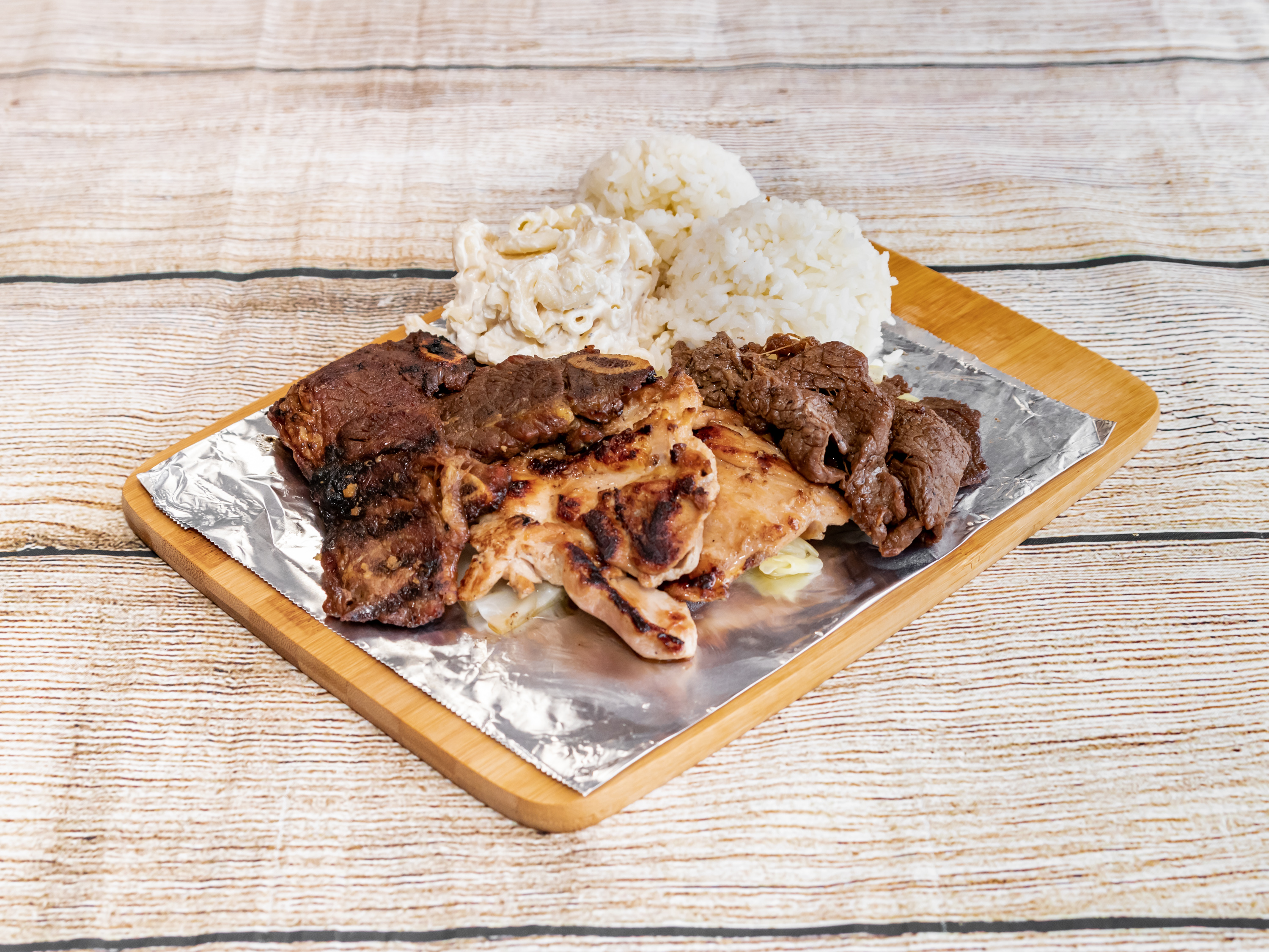 Order BBQ Mix Combo Plate food online from Aloha Hawaiian Barbecue store, Dallas on bringmethat.com