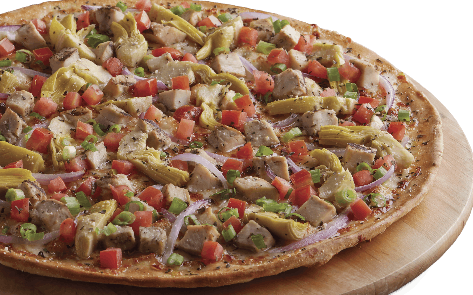 Order Gluten Free Tuscan Garlic Chicken Pizza - Medium 12" (8 Slices) food online from Pizza Guys store, Lincoln on bringmethat.com
