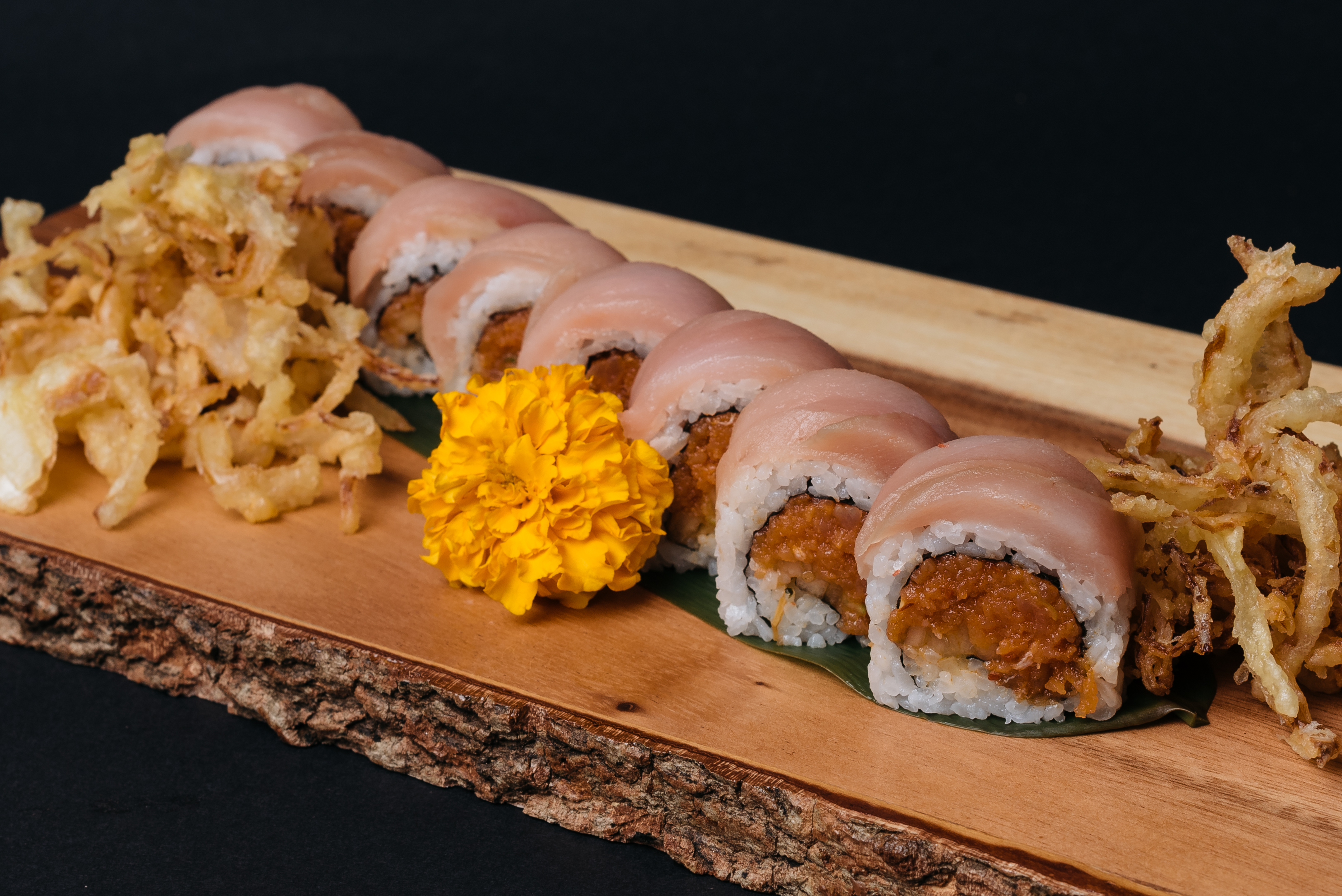 Order Albacore Crunch Onion Roll food online from Oji Sushi And Sake Bar store, Pasadena on bringmethat.com