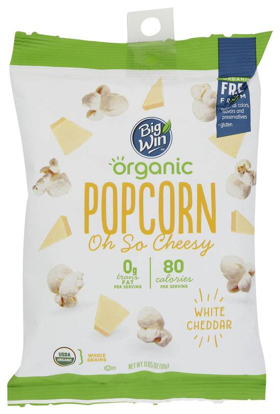 Order Big Win Organic Popcorn Oh So Cheesy White Cheddar (0.85 oz) food online from Rite Aid store, Yamhill County on bringmethat.com