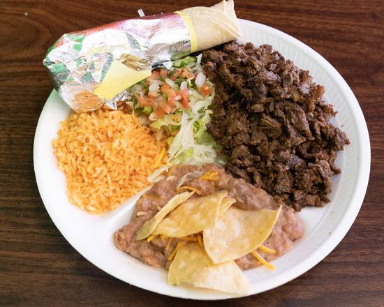 Order Dinner Plate (Any Meat) food online from Durango Taco Shop store, Las Vegas on bringmethat.com