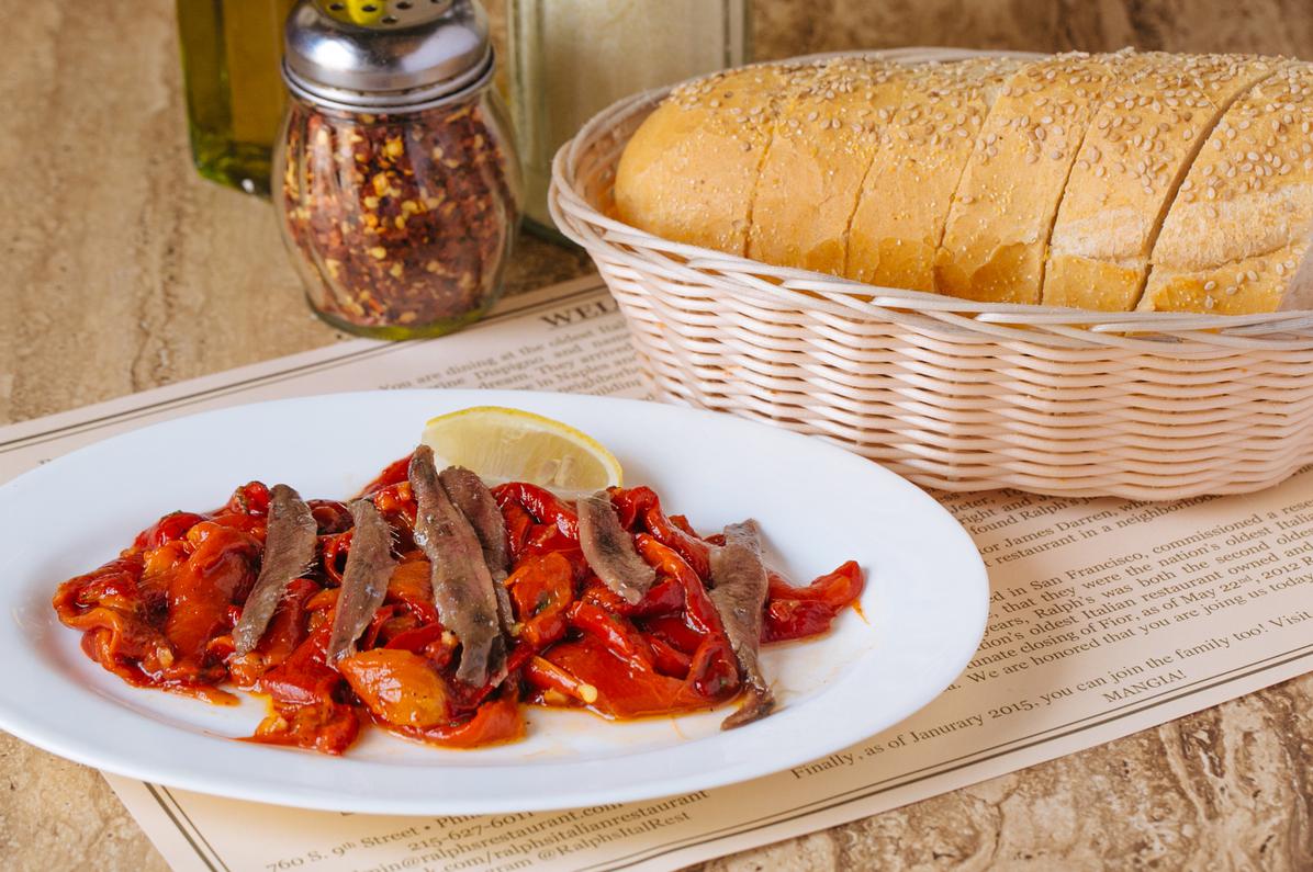 Order Roasted Peppers and Anchovies Salad food online from Ralph Italian Restaurant store, Philadelphia on bringmethat.com