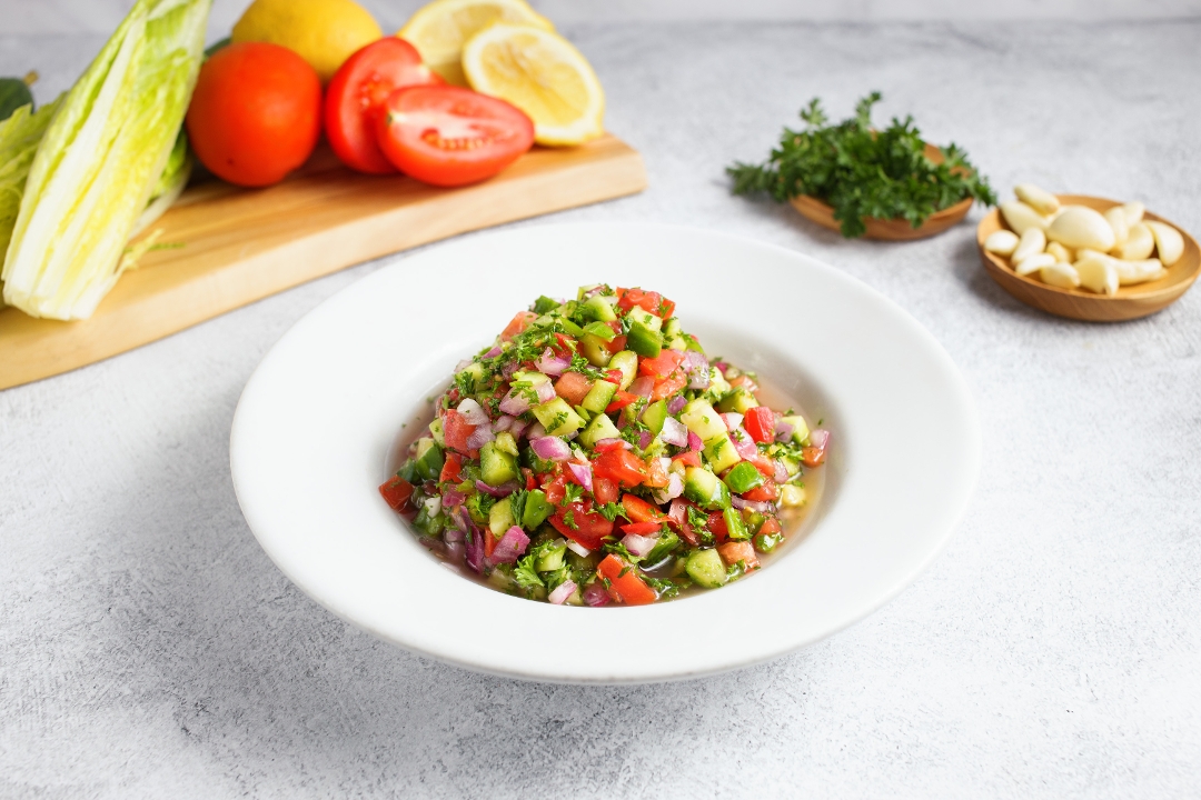 Order Large Israeli Salad food online from Oren Hummus store, Cupertino on bringmethat.com