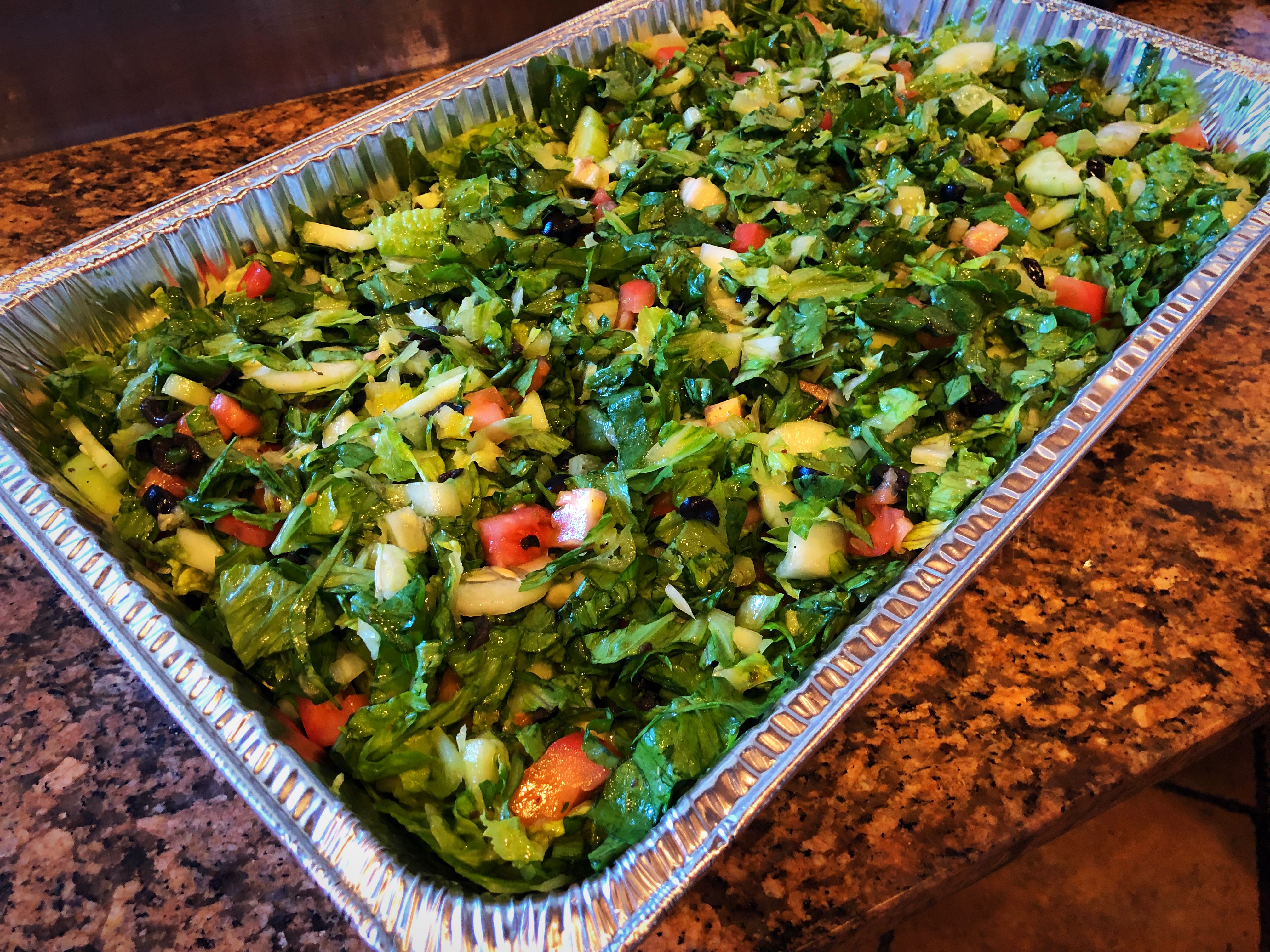 Order Mediterranean Salad Tray food online from Healthy Garden & Gourmet Pizza store, Collingswood on bringmethat.com