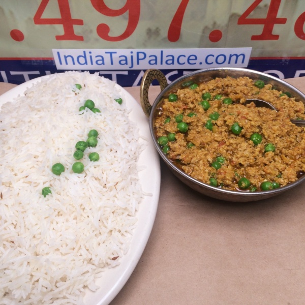 Order G6. Lamb Keema Mattar food online from India Taj Palace store, San Antonio on bringmethat.com