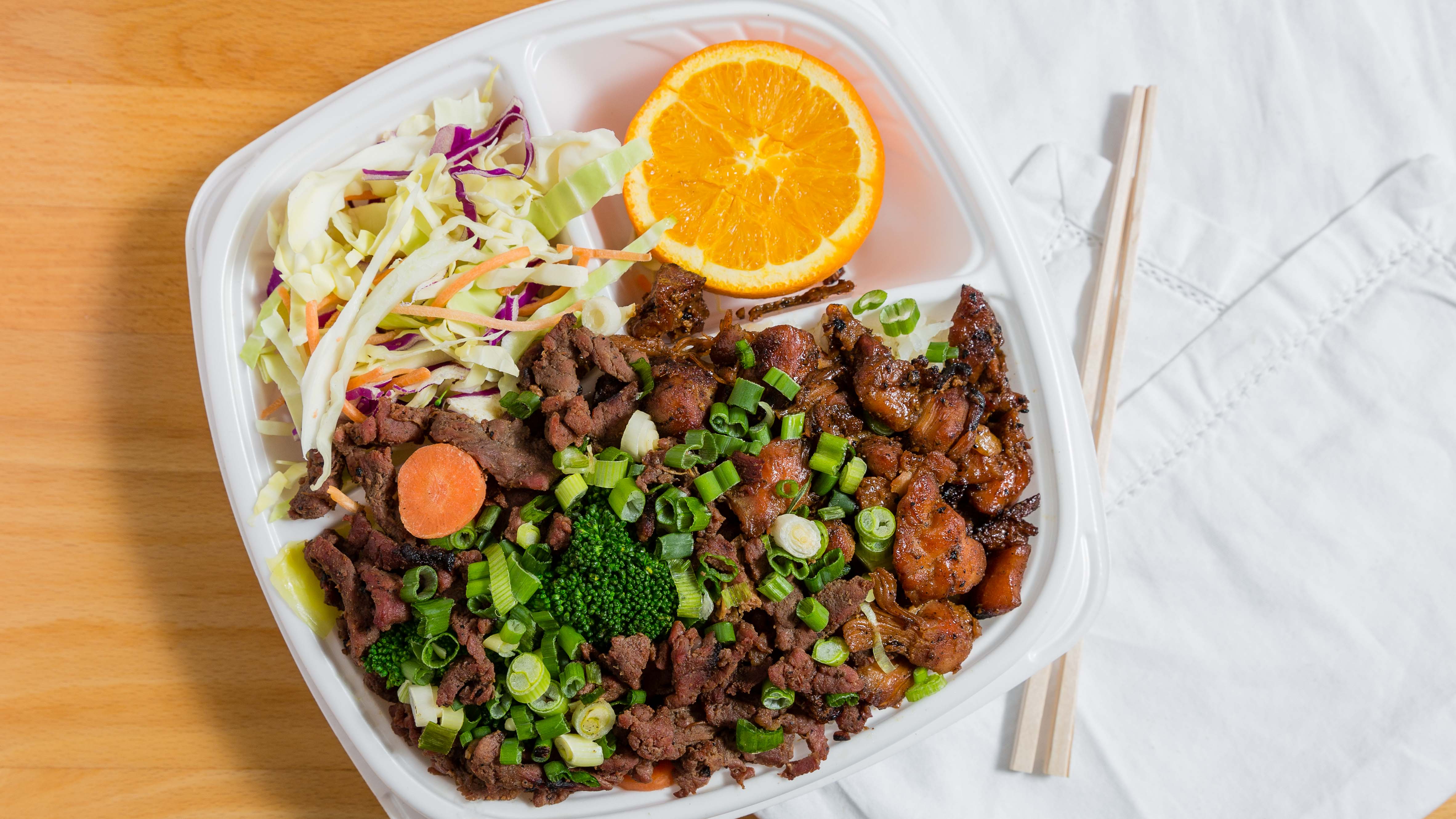 Order 1/2 and 1/2 Plate food online from Flame Broiler store, Tustin on bringmethat.com