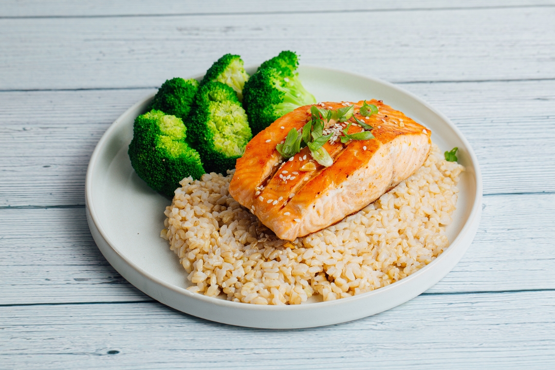 Order Honey Soy Glazed Salmon food online from B Nutritious store, Fountain Valley on bringmethat.com
