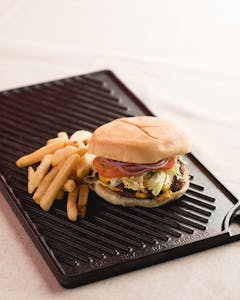Order Single Burger & Small Fries food online from Fellinis Pizzeria store, White Oak on bringmethat.com
