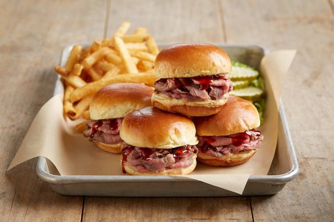 Order BBQ Tri-Tip Sliders With Fries* food online from Bj Restaurant & Brewhouse store, North Atteboro on bringmethat.com