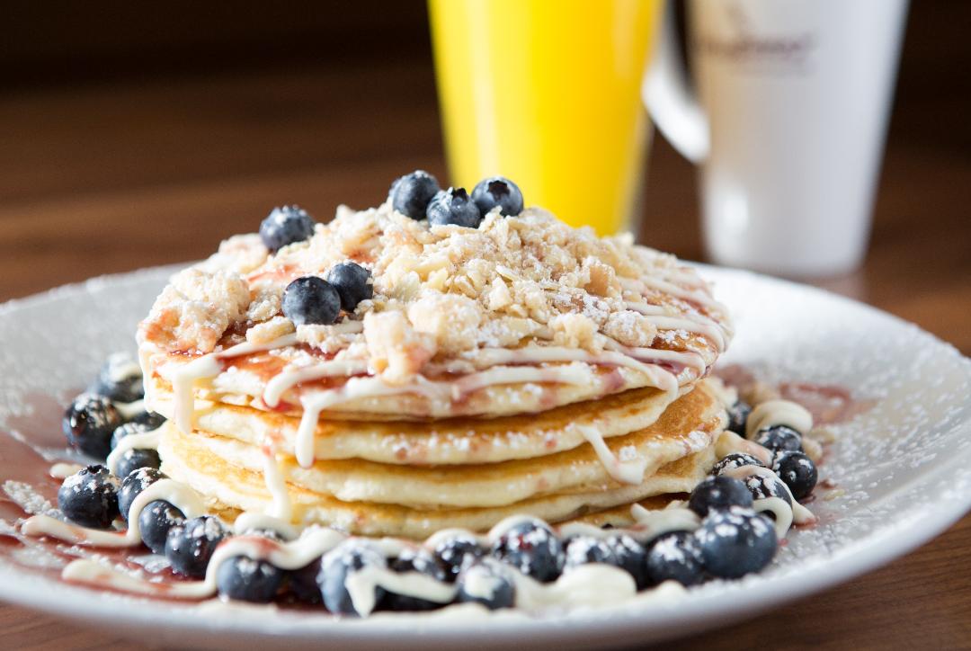 Order Blueberry Danish Pancakes food online from Wildberry Pancakes & Cafe store, Libertyville on bringmethat.com