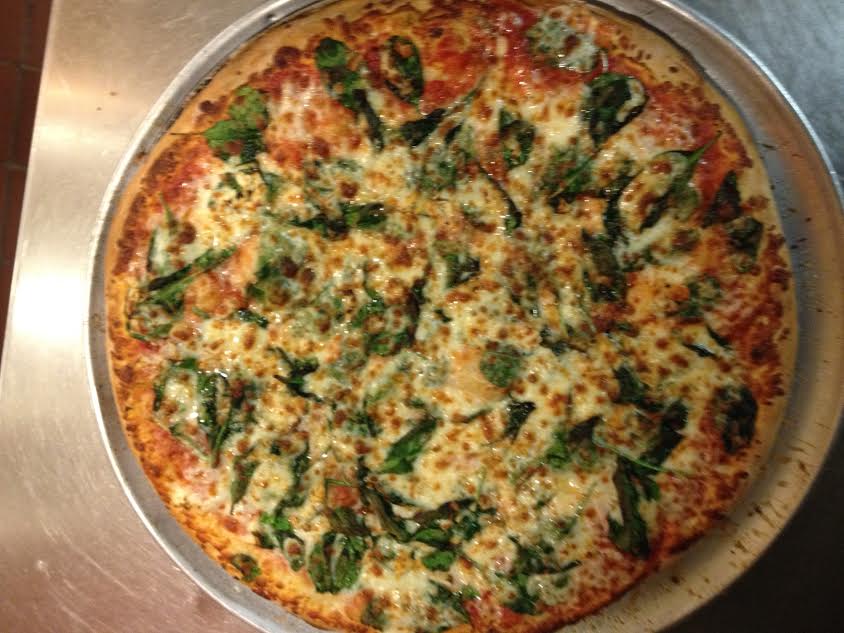 Order Spinach and Mushroom Pizza food online from Villa Italian store, Greensboro on bringmethat.com