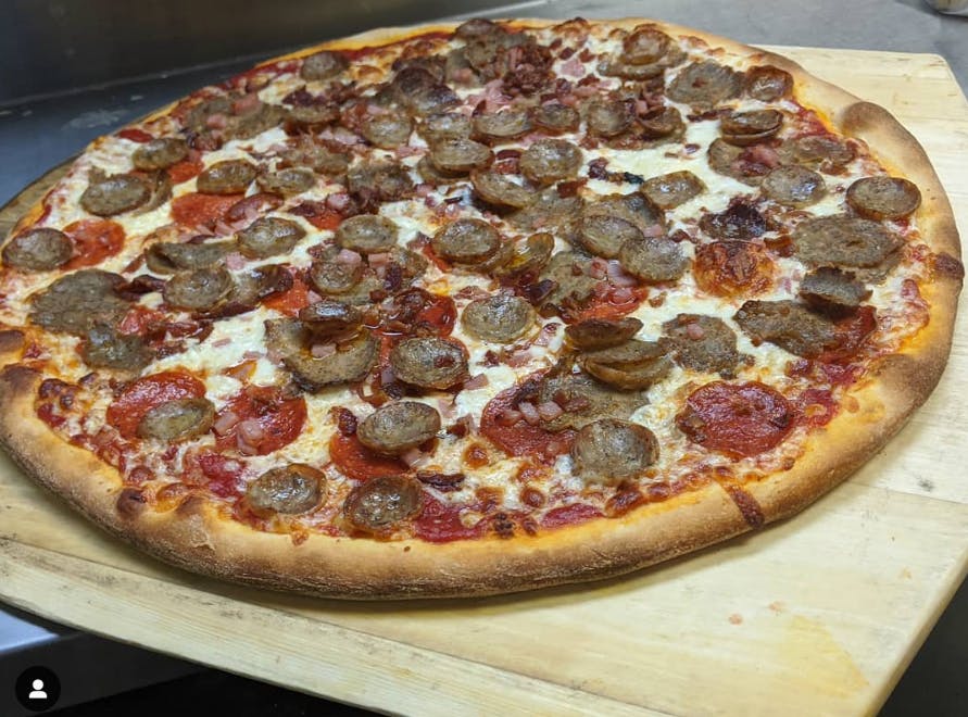 Order Meat Lovers Pizza - Medium 14" food online from Lucino Pizza store, Las Vegas on bringmethat.com