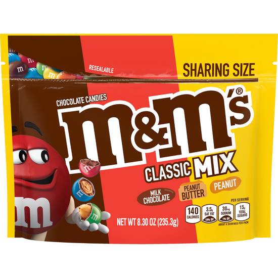 Order M&M's Classic Mix Chocolate Candy Sharing Size (8.3 oz) food online from Rite Aid store, Yamhill County on bringmethat.com