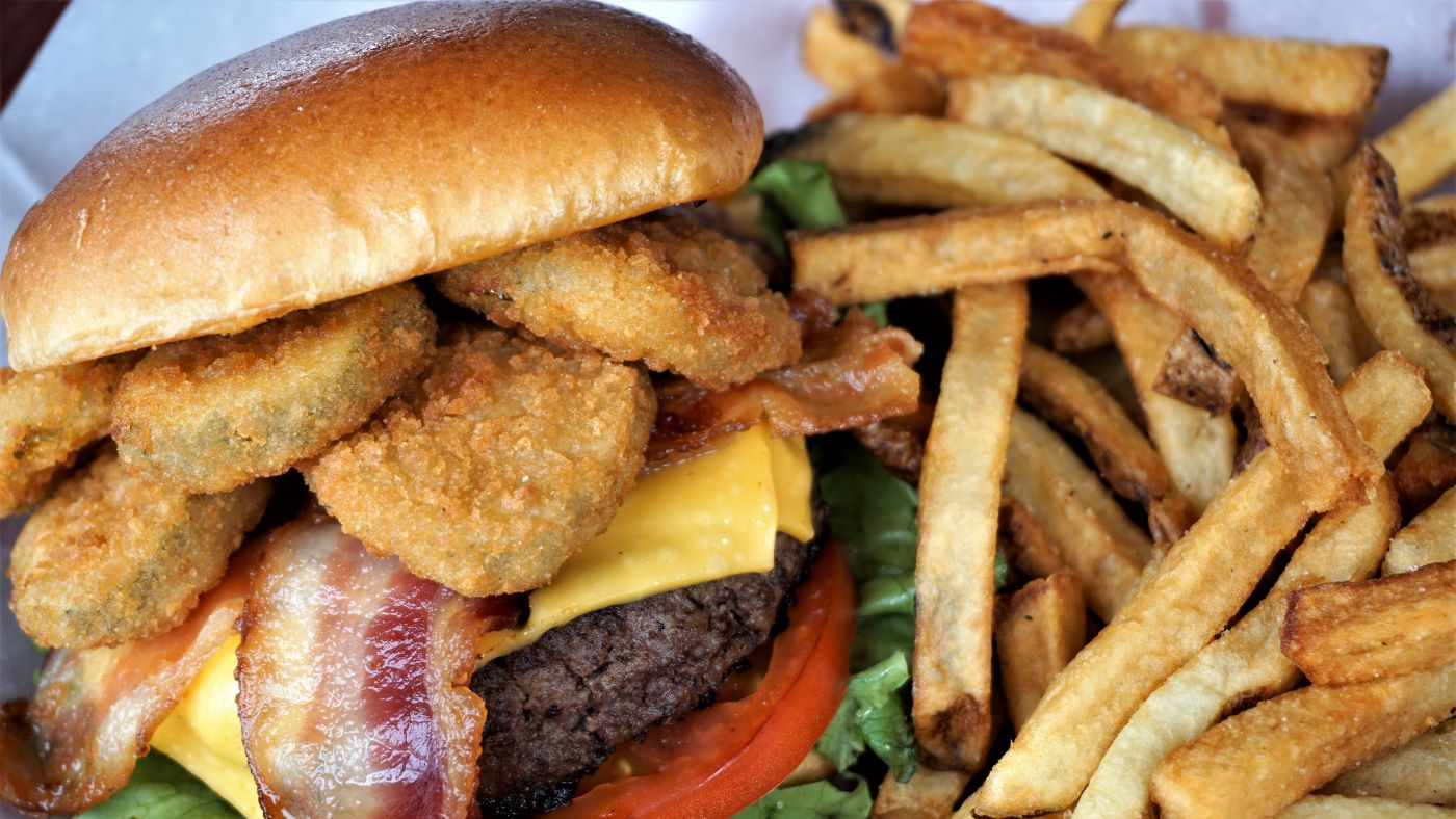 Order All American Burger food online from Kickback Jack's store, High Point on bringmethat.com