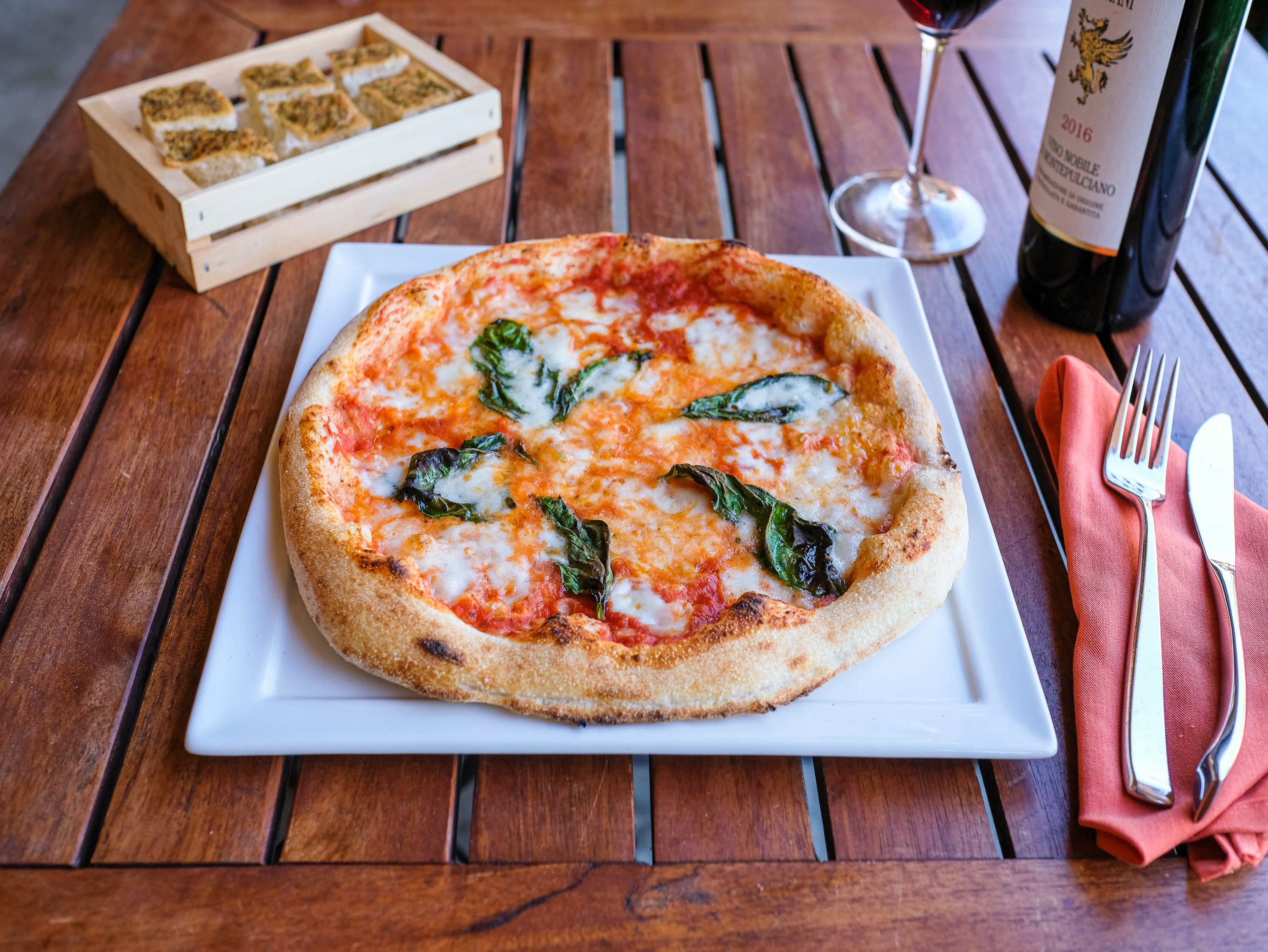 Order Margherita Pizza food online from Solare Ristorante Italiano Pizzeria Lounge store, San Diego on bringmethat.com