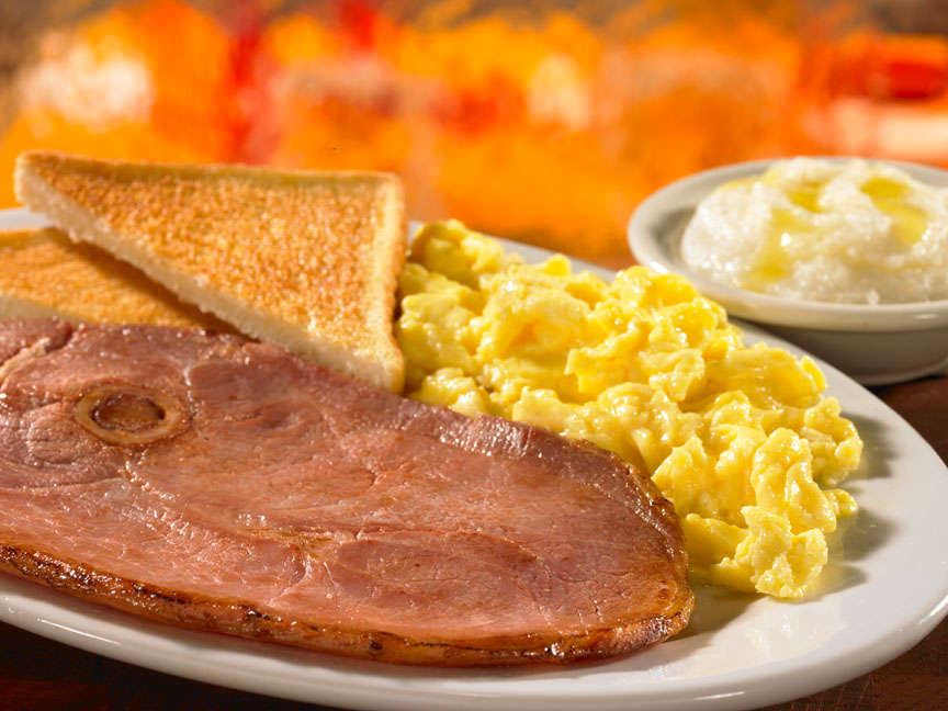 Order 2 Eggs & Slow Cured Country Ham food online from Huddle House store, Austin on bringmethat.com