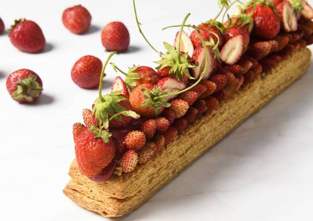 Order Mixed Berries Pistachio Mille Feuille (serves 2) food online from Sweet Rehab store, New York on bringmethat.com