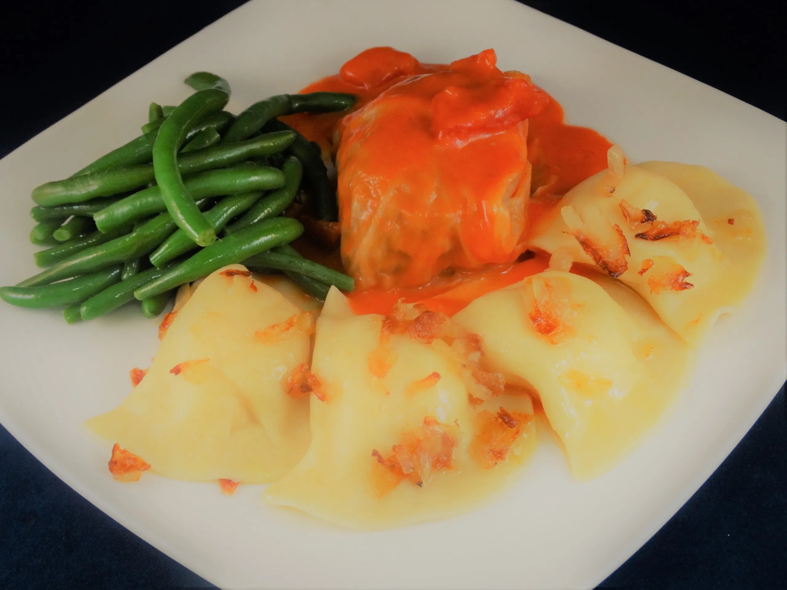 Order #1. Stuffed Cabbage, 4 Potato and Cheese Pierogies, Green Beans food online from Forgotten Taste store, Wexford on bringmethat.com
