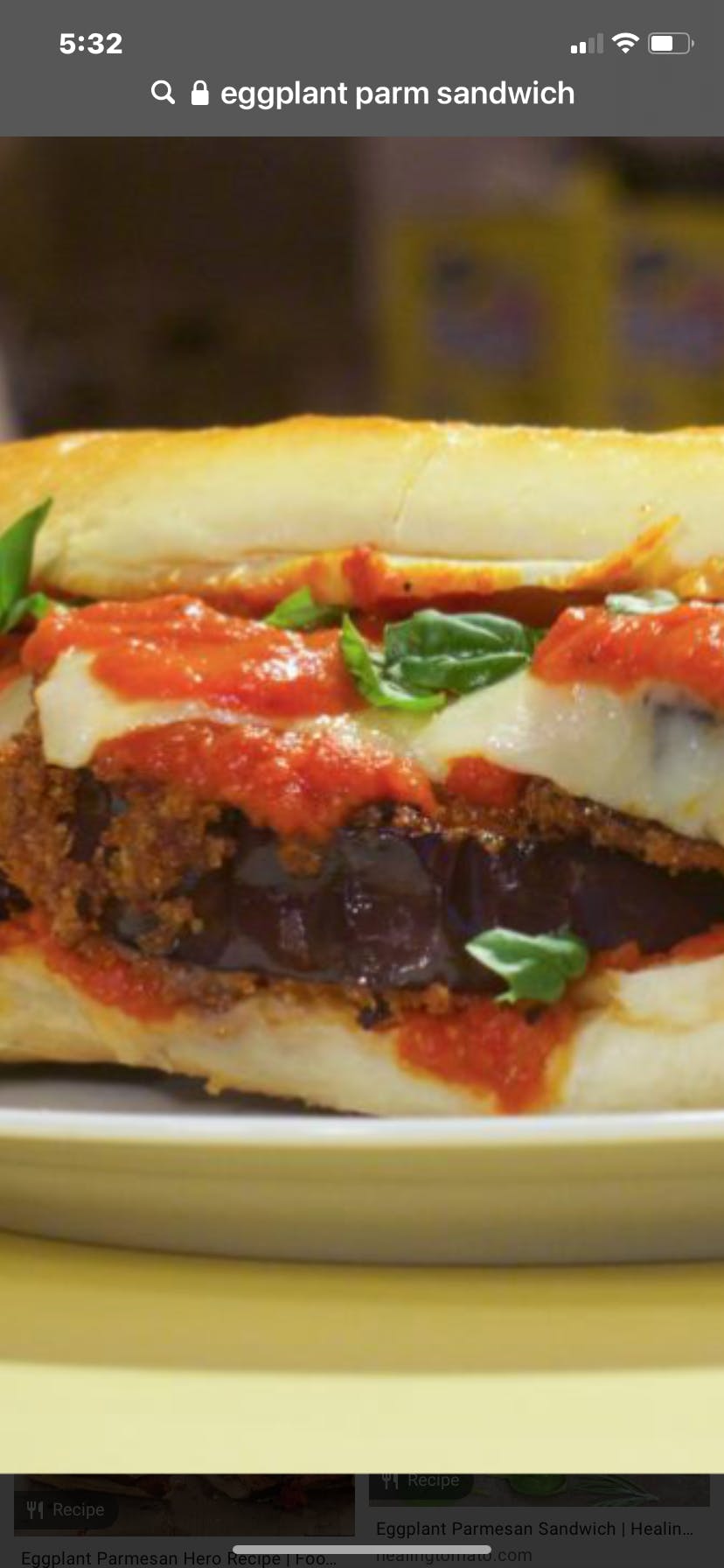 Order Eggplant Parmigiana Sandwich - 10" food online from Il Forno store, Branchburg on bringmethat.com