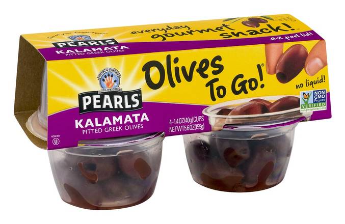 Order Pearls · Kalamata Pitted Greek Olives to Go (4 x 1.4 oz) food online from Jewel-Osco store, Libertyville on bringmethat.com