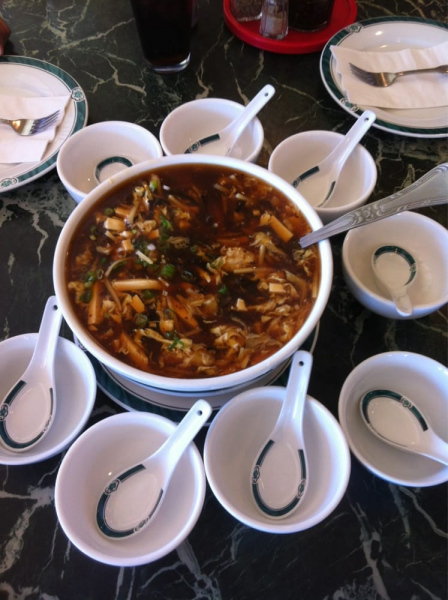 Order Hot and Sour Soup food online from South North Dragon Chinese Restaurant store, Antioch on bringmethat.com