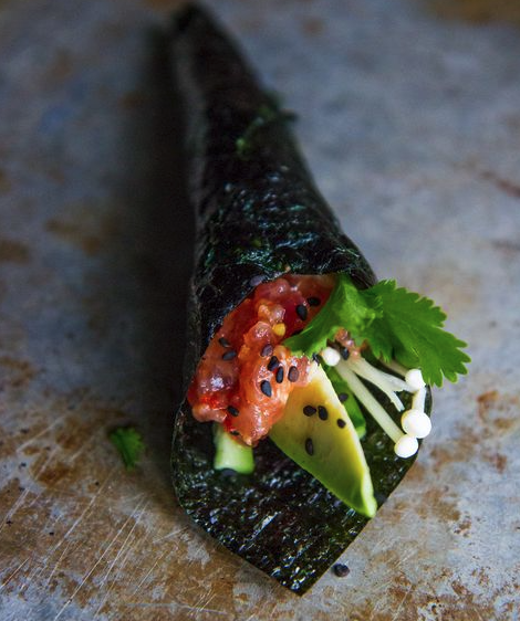Order Spicy Tuna Hand Roll food online from Zaoh Restaurant store, San Francisco on bringmethat.com