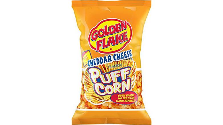Order Golden Flake Puff Corn Cheddar Cheese food online from Red Roof Market store, Lafollette on bringmethat.com