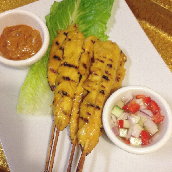 Order 5. Chicken Satay (6) food online from The Taste Kitchen store, Culver City on bringmethat.com