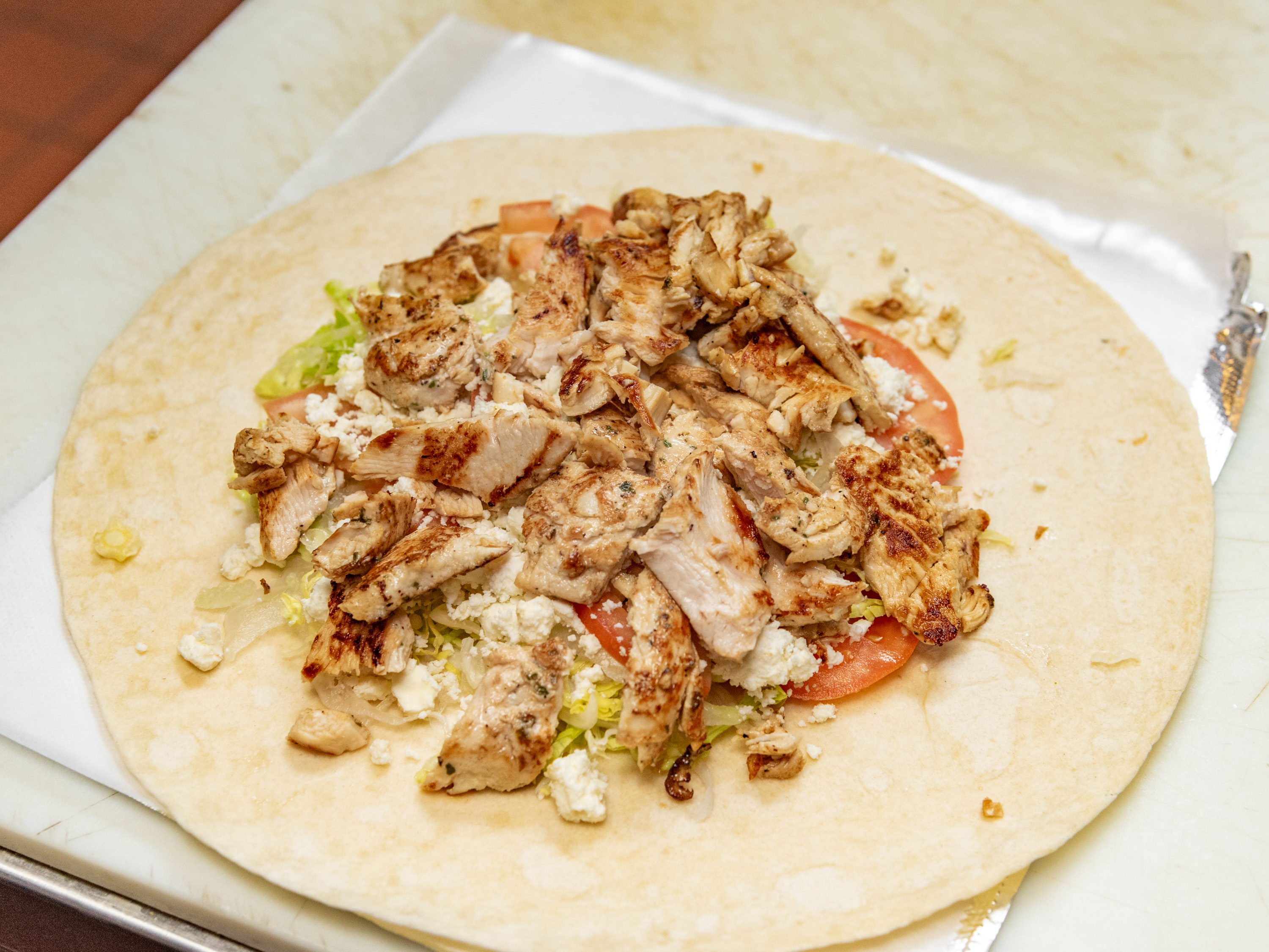 Order Fire House Chicken Wrap food online from Revere house of pizza store, Revere on bringmethat.com