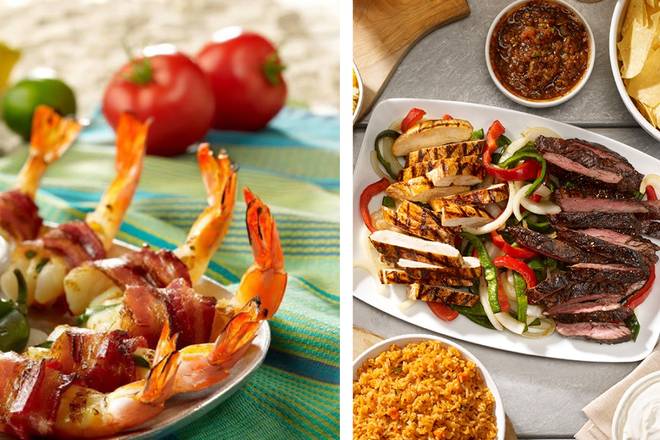 Order Family Fajita and Bacon Wrapped Shrimp Meal for 4 food online from Uncle Julios Rio Grand Cafe store, Bethesda on bringmethat.com