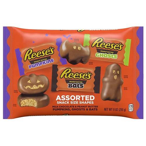 Order Reese's Assorted Shapes Snack Size Candy, Individually Wrapped, Halloween, Small Bag Milk Chocolate Peanut Butter - 9.0 oz food online from Walgreens store, Southlake on bringmethat.com