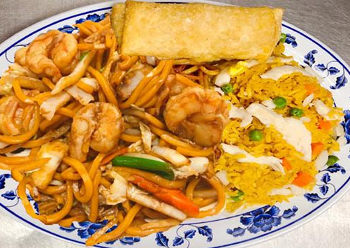 Order D1. Shrimp Lo Mein Dinner Special  food online from Red Apple Chinese Restaurant store, Waterloo on bringmethat.com