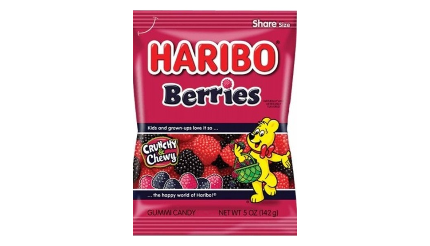 Order Haribo Berries Gummy Candy 5oz Bag food online from M & M Liquor & Jr Market store, Anaheim on bringmethat.com