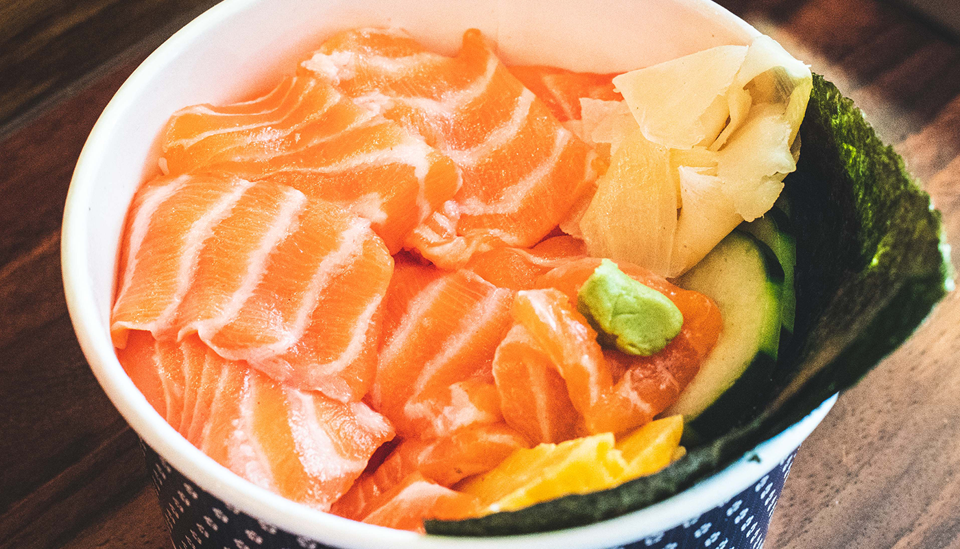 Order R01. Salmon Chirashi Don Sushi Bowl food online from Alley Kitchens store, Berkeley on bringmethat.com