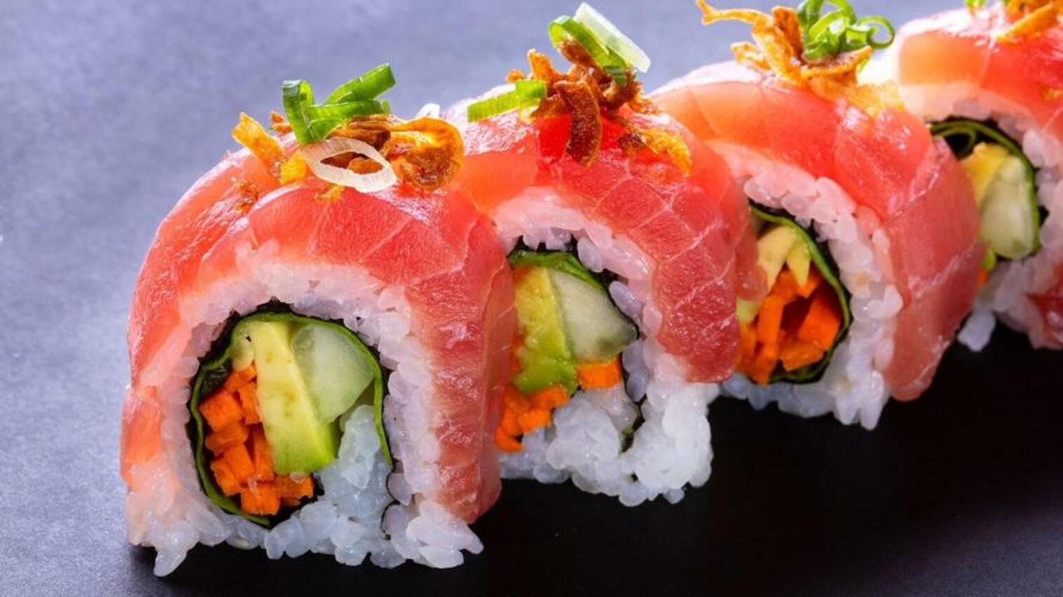 Order (a008) Veggie Tuna Roll food online from Sushi Stop store, Los Angeles on bringmethat.com
