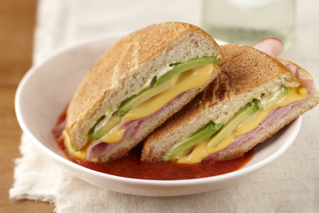 Order 6. Avocado, Ham and Cheese Sandwich (ROLL) food online from Evertz's Cafe Restaurant store, Glendale on bringmethat.com