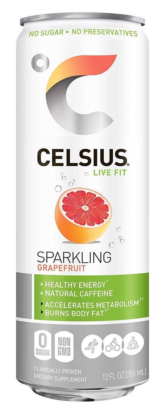 Order Celsius Sweetened With Stevia Sparkling Grapefruit food online from Deerings Market store, Traverse City on bringmethat.com