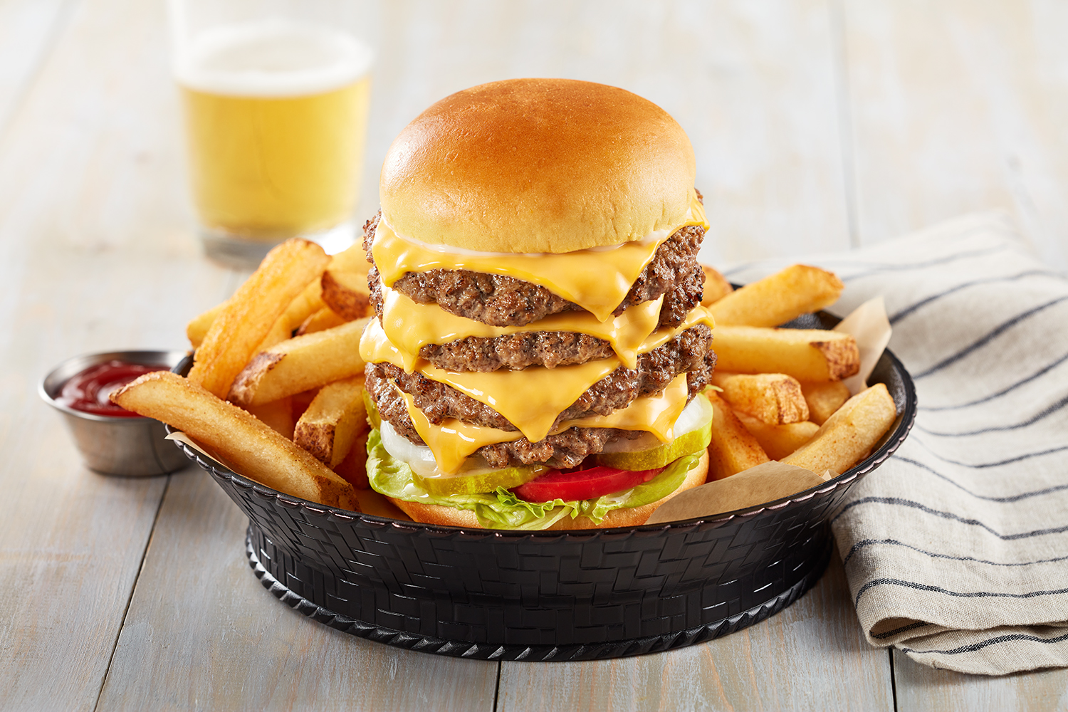 Order Super Stack Quad Burger food online from Fatz Cafe store, Aiken on bringmethat.com