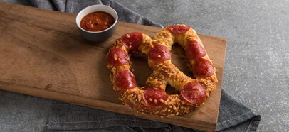 Order Pepperoni Pretzel food online from Auntie Anne store, Cherry Hill on bringmethat.com