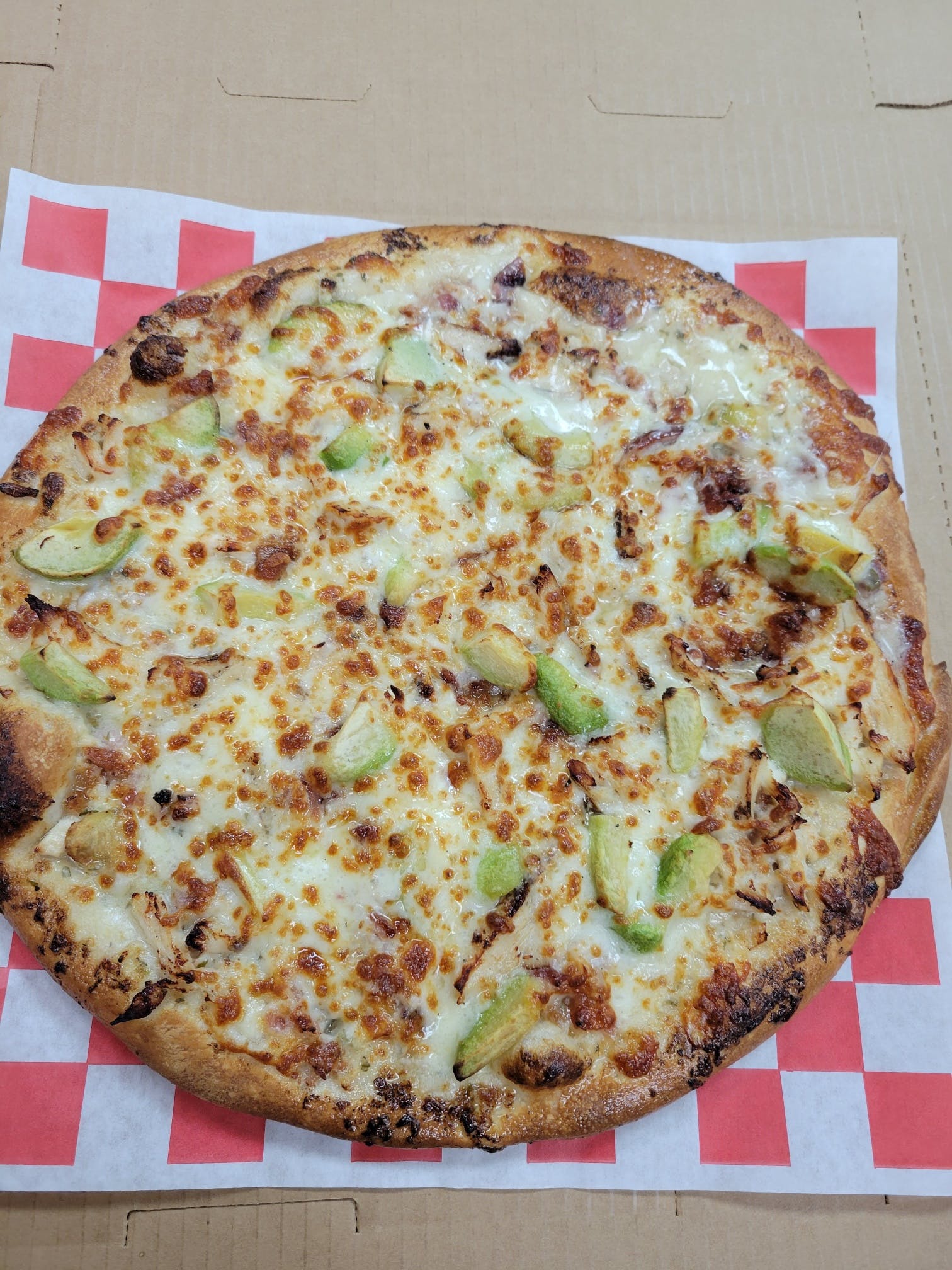 Order Chicken Avocado Bacon Pizza - Personal 8" food online from Pete Za store, Grand Forks on bringmethat.com