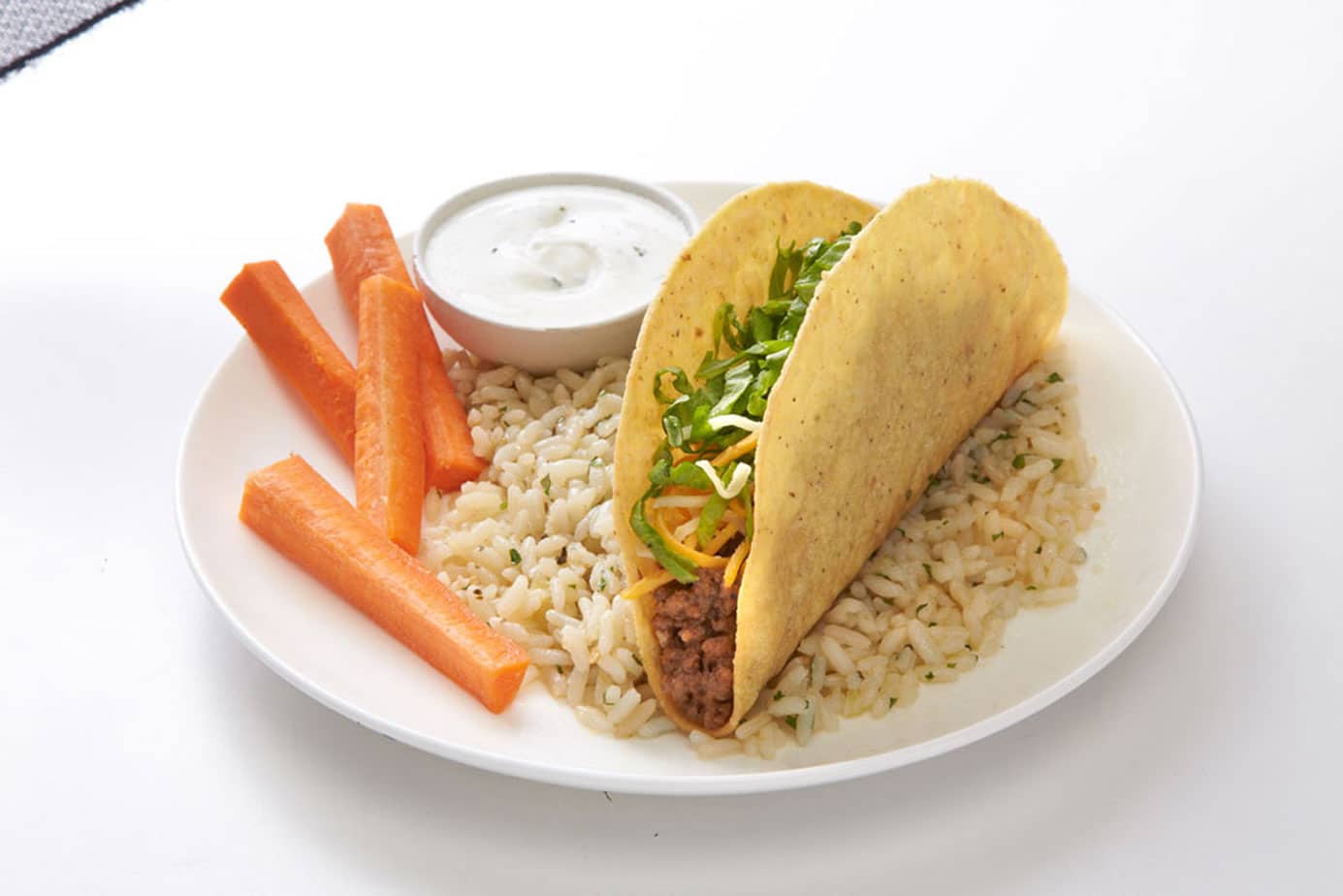 Order Kid Taco Plate food online from Fuzzy Taco Shop store, Abilene on bringmethat.com