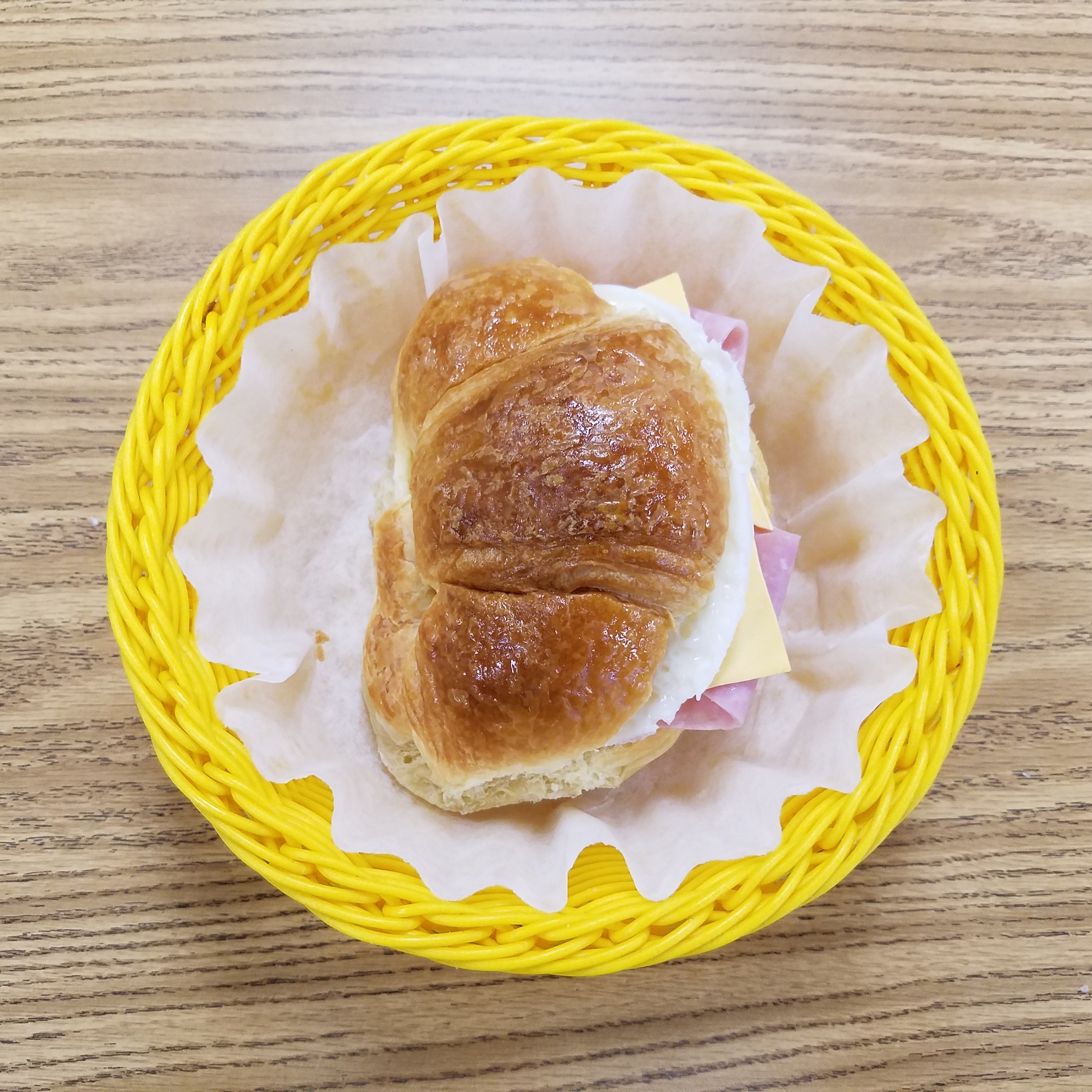 Order Ham and Cheese Egg Croissant food online from Fresh & Creamy Donuts store, Lewisville on bringmethat.com