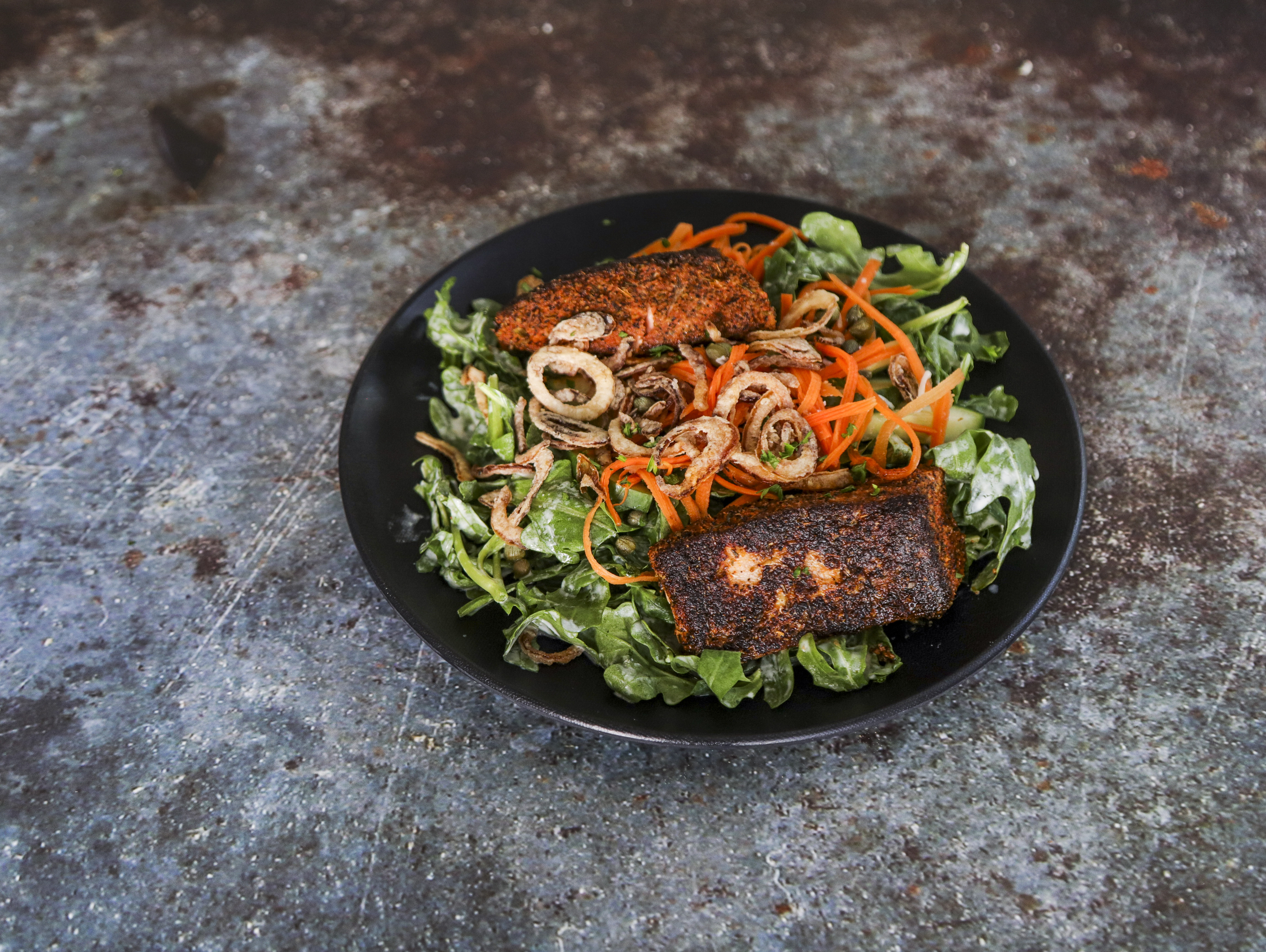 Order Blackened Salmon Salad Lunch  food online from Louie Wine Dive store, Des Moines on bringmethat.com
