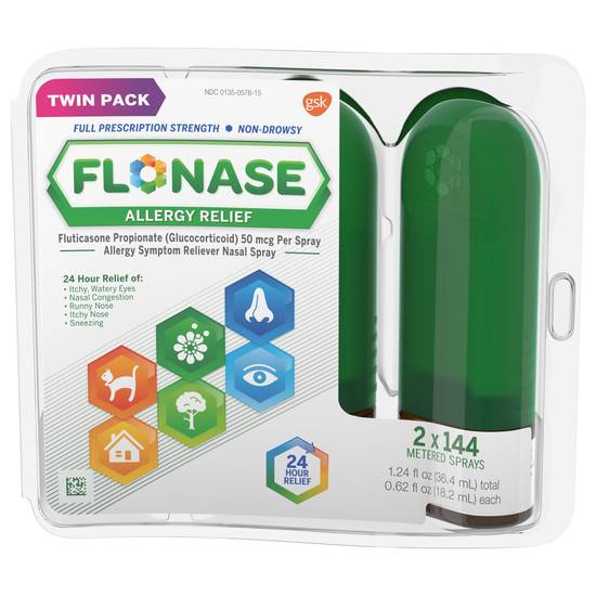Order Flonase 24-Hour Allergy Relief Nasal Spray Non-Drowsy (.62 oz x 2 ct) food online from Rite Aid store, EAST AURORA on bringmethat.com