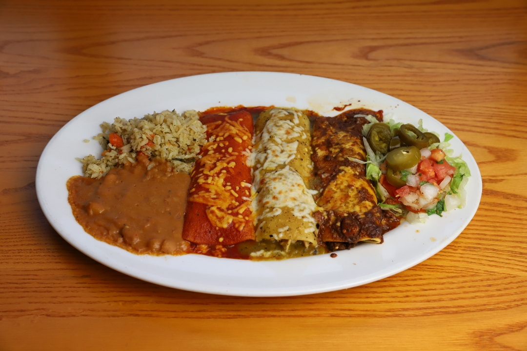 Order Enchilada Trio food online from Roja Mexican Grill store, Omaha on bringmethat.com