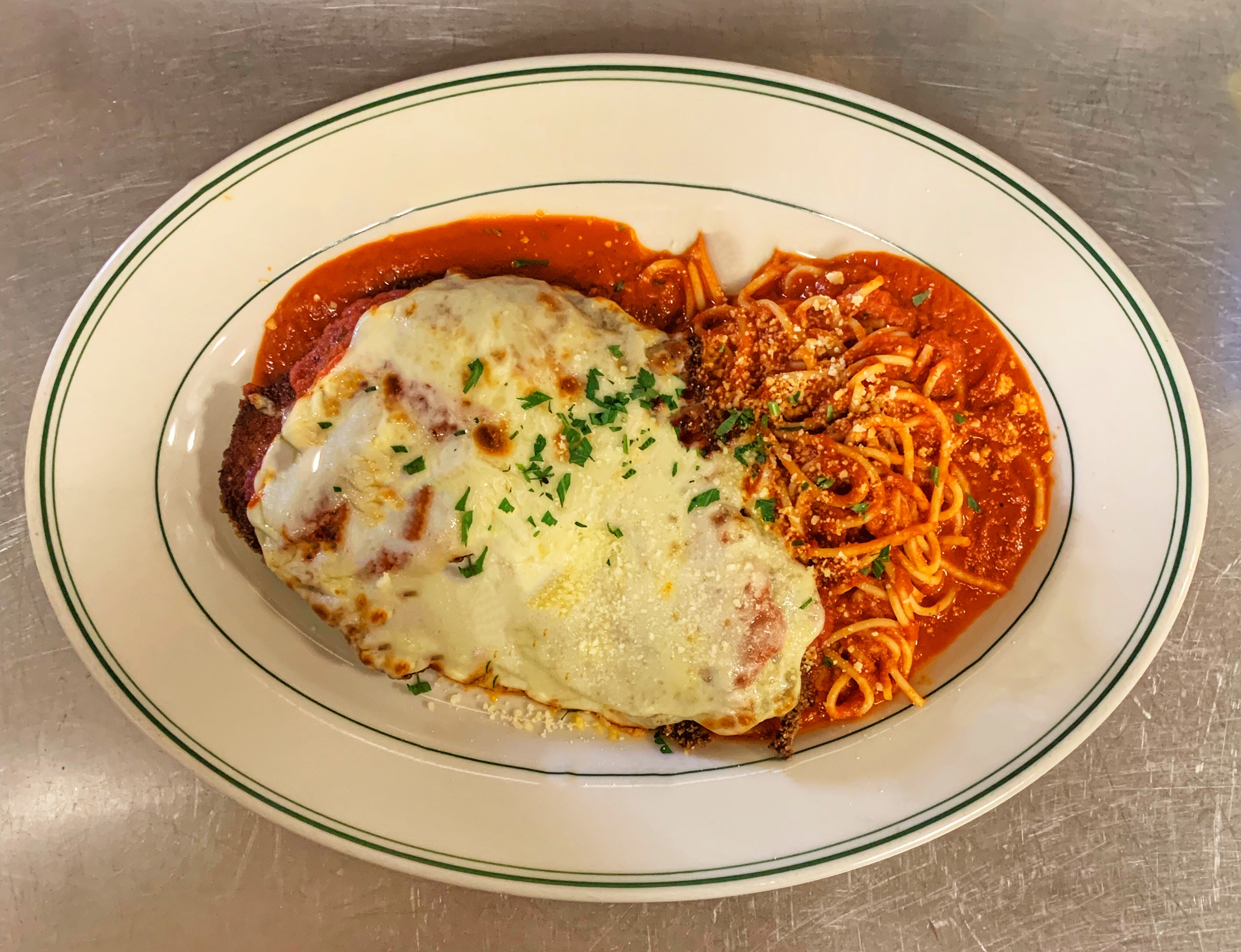 Order Chicken Parmigiana food online from Amore store, Stamford on bringmethat.com