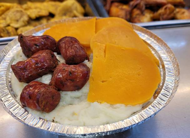 Order Pure de papa , Longaniza y queso Geo/mashed potato and sausage and Geo cheese food online from Peralta Brentwood Deli Grocery store, Brentwood on bringmethat.com
