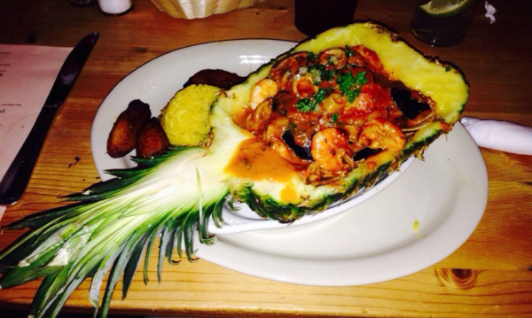 Order 26. Pineapple Filled with Seafood food online from Rancho Alegre Cuban Restaurant store, Savannah on bringmethat.com