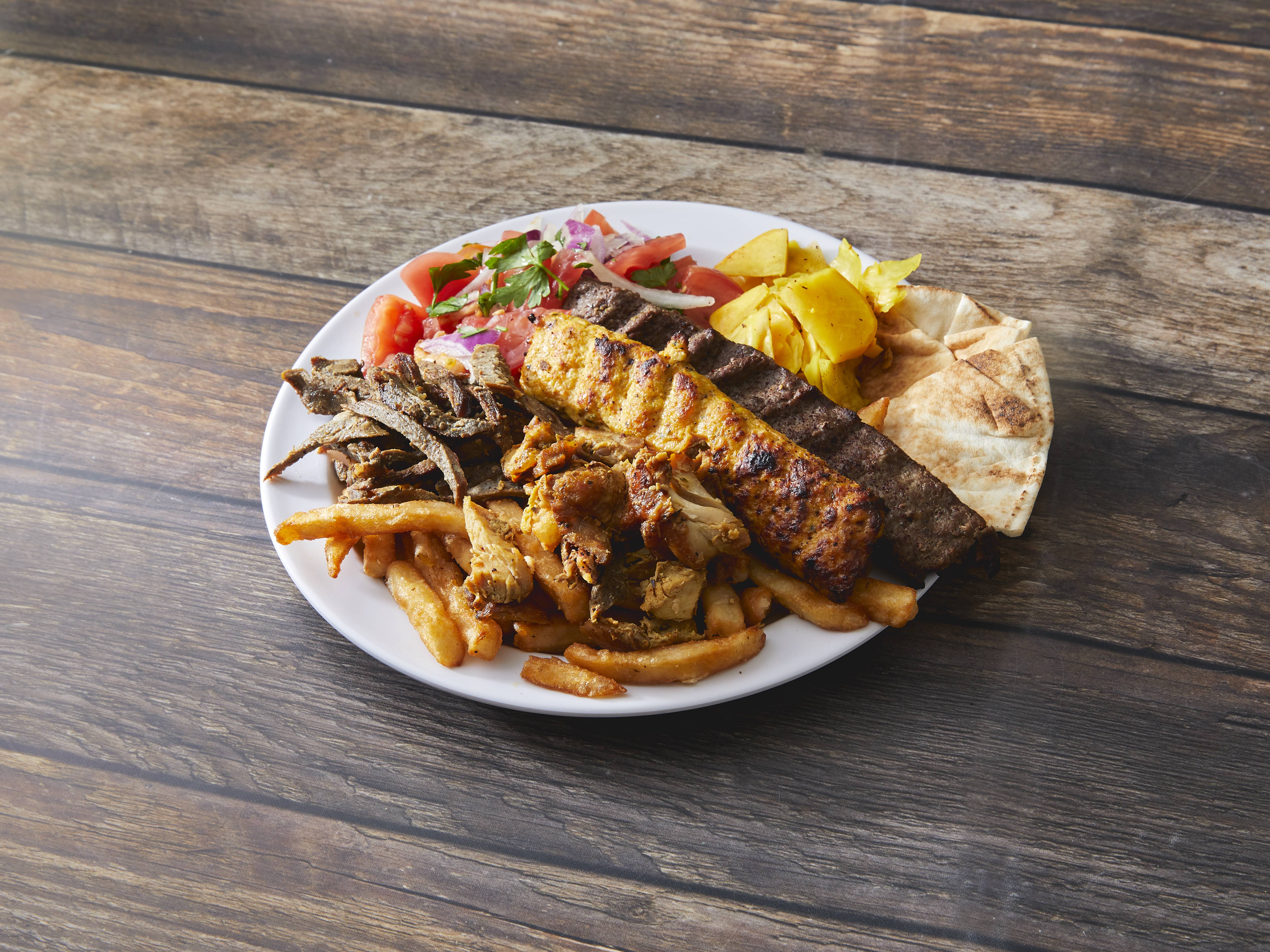 Order 1 Person Combo Dinner Plate food online from Detroit Kabob House store, Niles on bringmethat.com